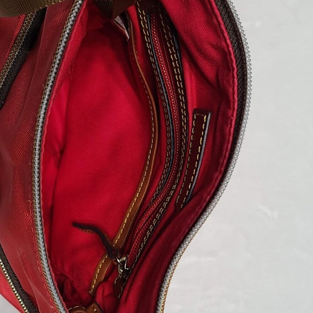 Dooney & Bourke Red Nylon Pouchette Letter Carrier Cross Body Bag Broken Strap - Picture 10 of 16